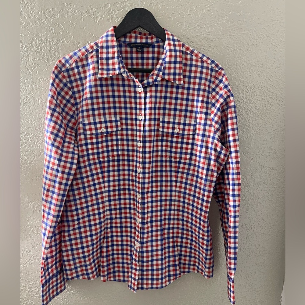 Brooks Brothers Kid Red Blue White Checked Button-Down Long Sleeve Shirt Size 14